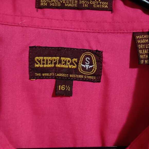 Sheplers Western Fit Mens Short Sleeve Pearl Snap Shirt Size 16.5 Pink - Picture 4 of 10
